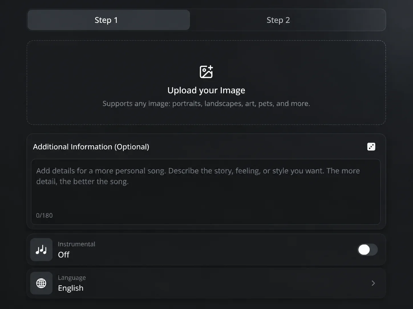 Pending capture of the Photo to Music image and music note fields